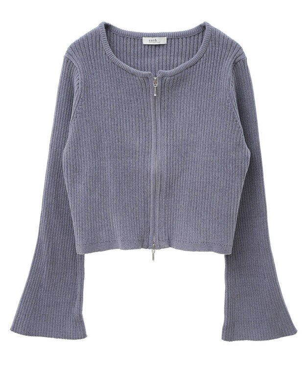 earth music&ecology ミニベロアダブルジップカーディガン Gray