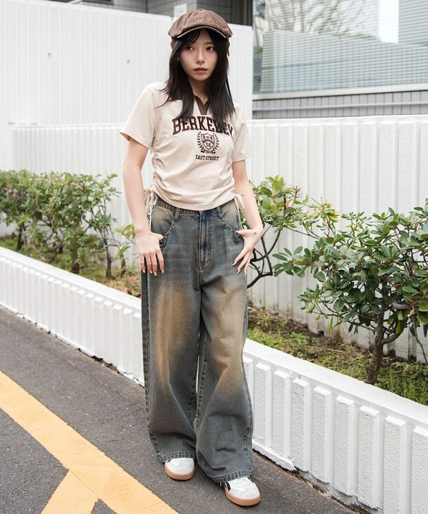WEGO スキッパーサイドドロストT ブラウン