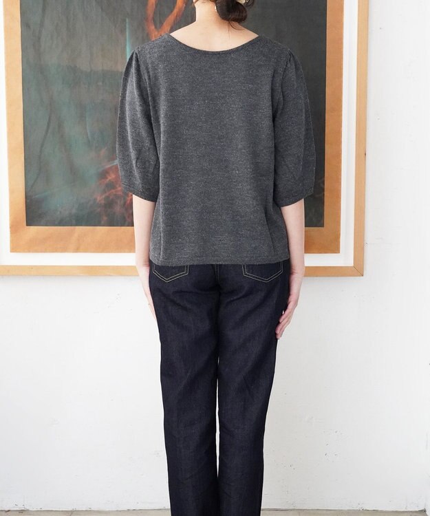 TOQUE 〈大草直子さんアドバイザー〉【天然素材】アルパカシルクニット5分袖 チャコールグレー