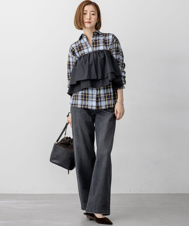 23区 S 【滝沢眞規子さん着用/VERY掲載/洗える】23区DENIM ストレッチ ワイドパンツ グレー系