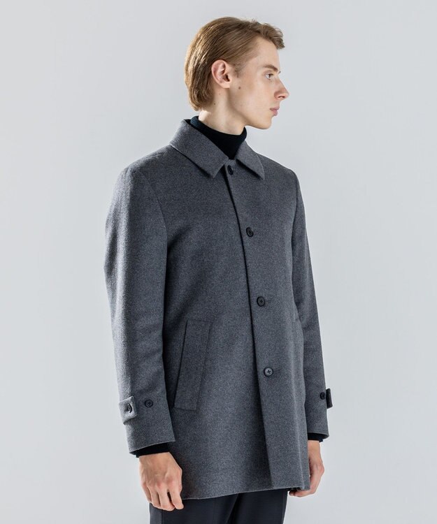 JOSEPH HOMME 【新素材】ライトウールシャギー　ステンカラーコート グレー系