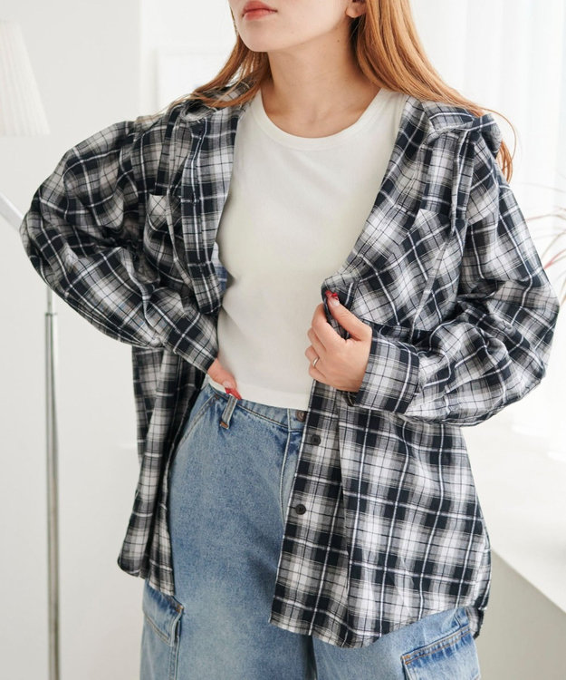 WEGO フードチェックBIGシャツ