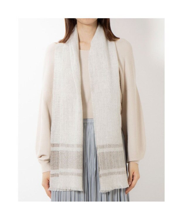 UNBILLION カシュネ cache nez / カシミヤボーダー縮絨マフラー GY