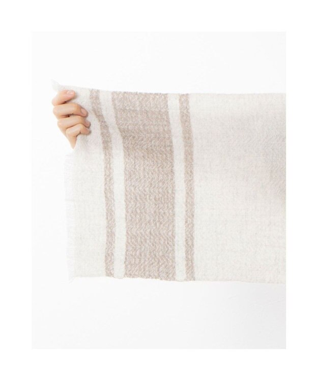 UNBILLION カシュネ cache nez / カシミヤボーダー縮絨マフラー GY