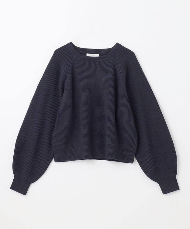 ANY 【洗濯機可】ウールブレンドクロップドニット ネイビー