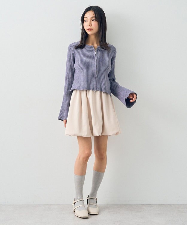 earth music&ecology ミニベロアダブルジップカーディガン Gray