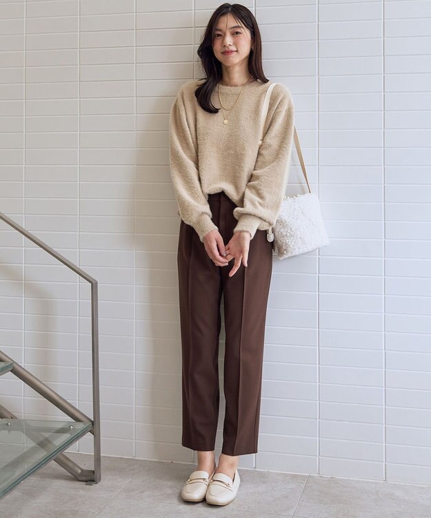 ANY L ショートシャギープルオーバーニット ベージュ