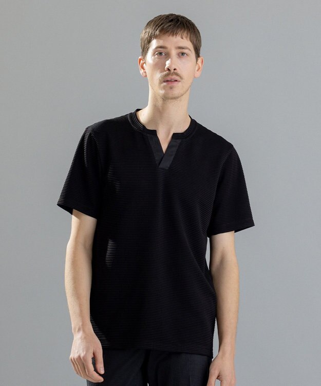JOSEPH HOMME タックリップルジャージー　キーネック ブラック系