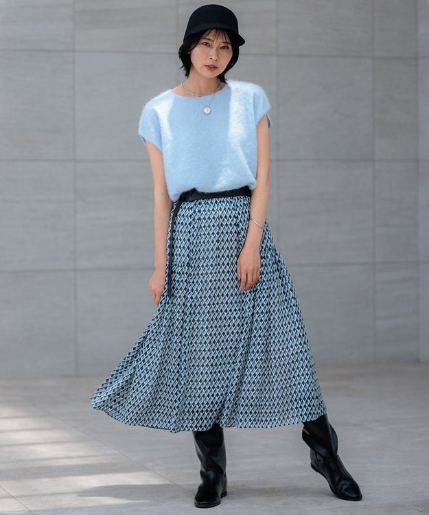 23区 【Oggi10月号掲載/洗える】カシミヤミックスファー ニット サックスブルー系