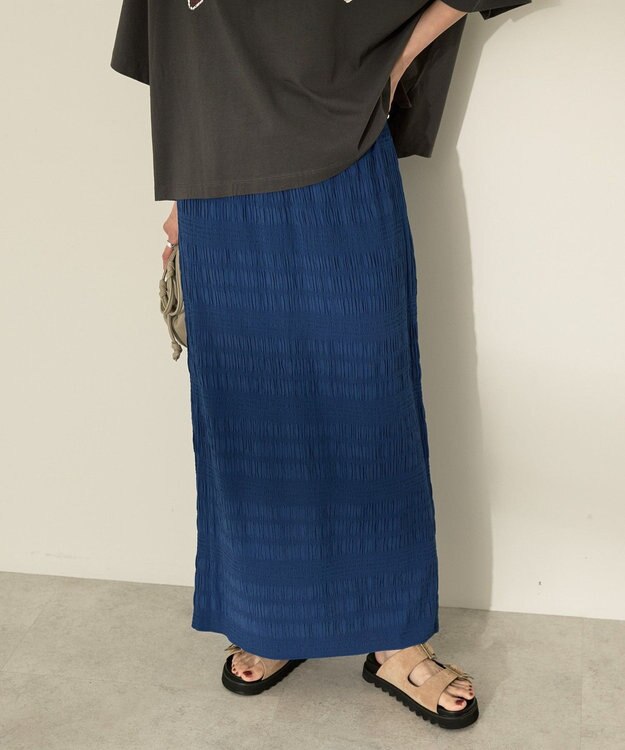 AMERICAN HOLIC シャーリングタイトスカート Deep Blue