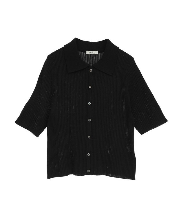 earth music&ecology リブニットカーディガン Black