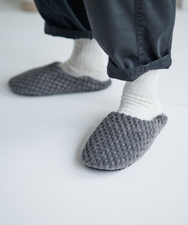 LOOM&SPOOL GRS綿毛布ルームシューズ グレー