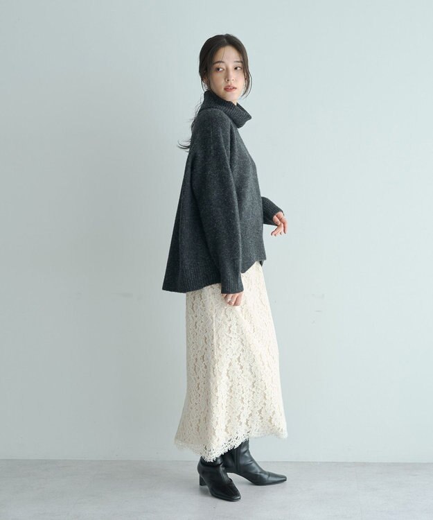 YECCA VECCA スリットタートルネックニット Sax