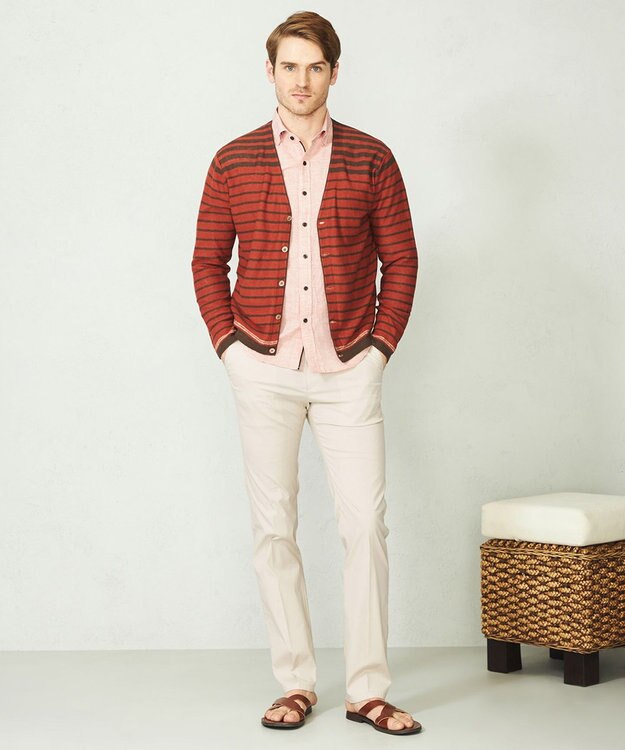 JOSEPH ABBOUD 【キングサイズ・カラー豊富/サステイナブル】リヨセルリネンサッカーシャツ オレンジ系