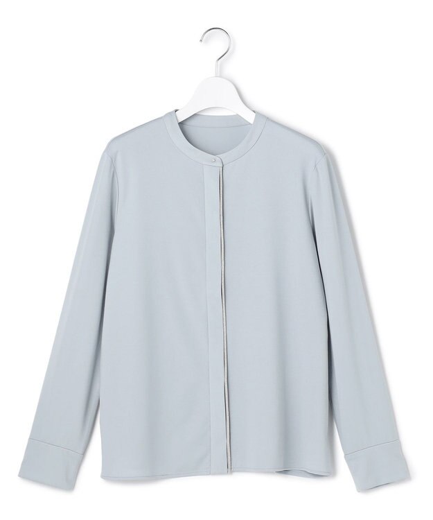 ICB 【洗える】 コンパクトモクロディ バンドカラーカットソー サックスグレー系