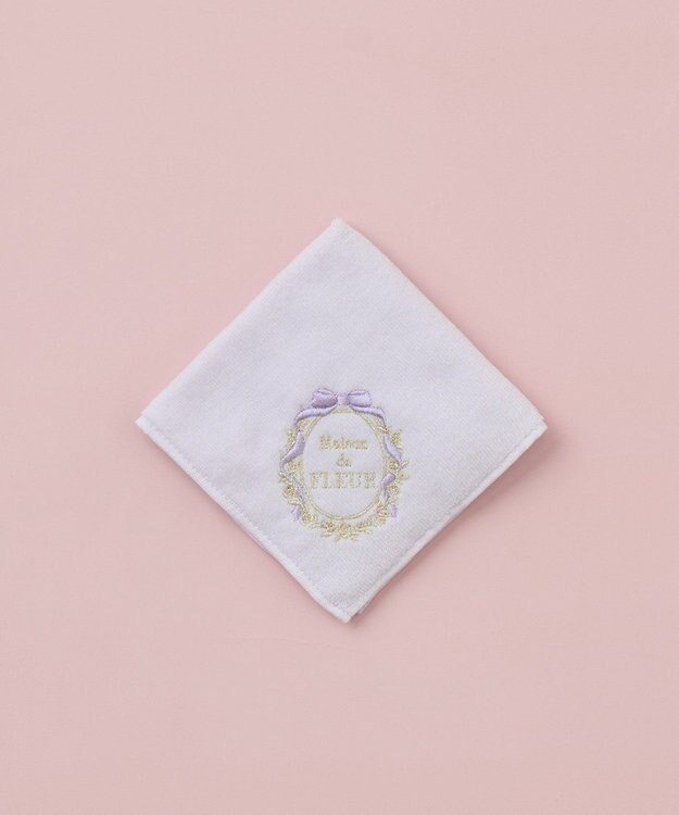 Maison de FLEUR リボンフレーム刺繍タオルハンカチ Lavender