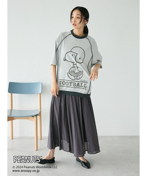 CRAFT STANDARD BOUTIQUE 【ユニセックス】PEANUTS/スヌーピー 切り替えTシャツ Light Gray
