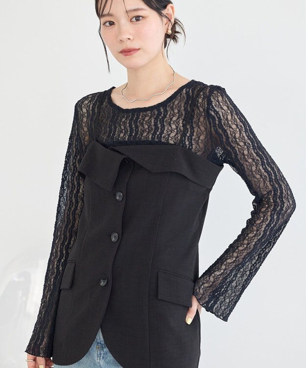 earth music&ecology レースプルオーバー Black