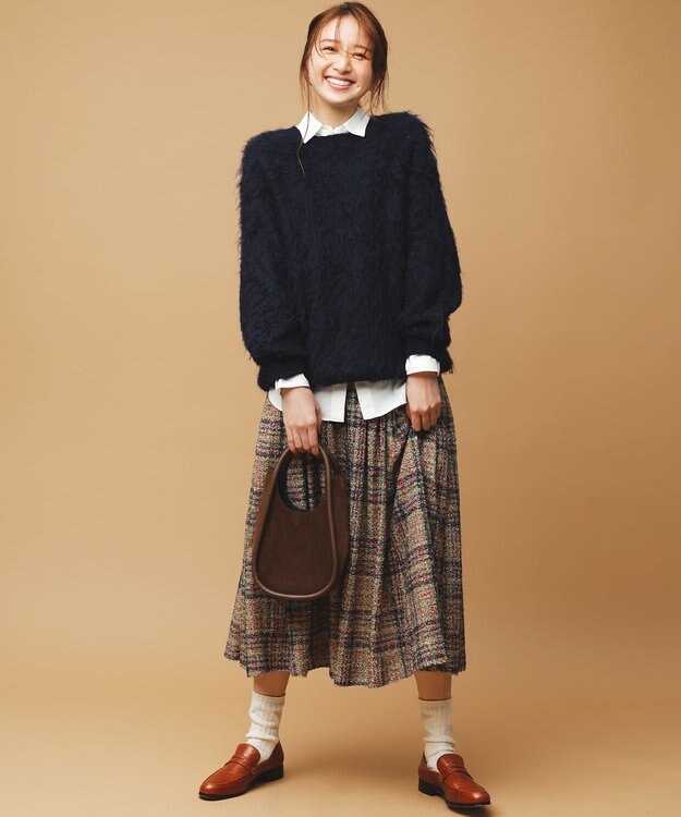 組曲 L ギミックチェックツイードスカート イエローミックス系5