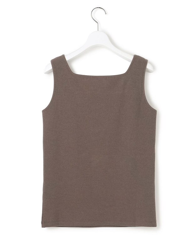 23区 S シャイニーリブ スクエアネック タンクトップ ブラウン系