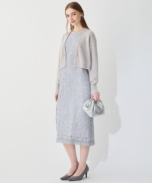 23区 L 【APPLAUDIR】モールフラワーレース ドレス サックスブルー系