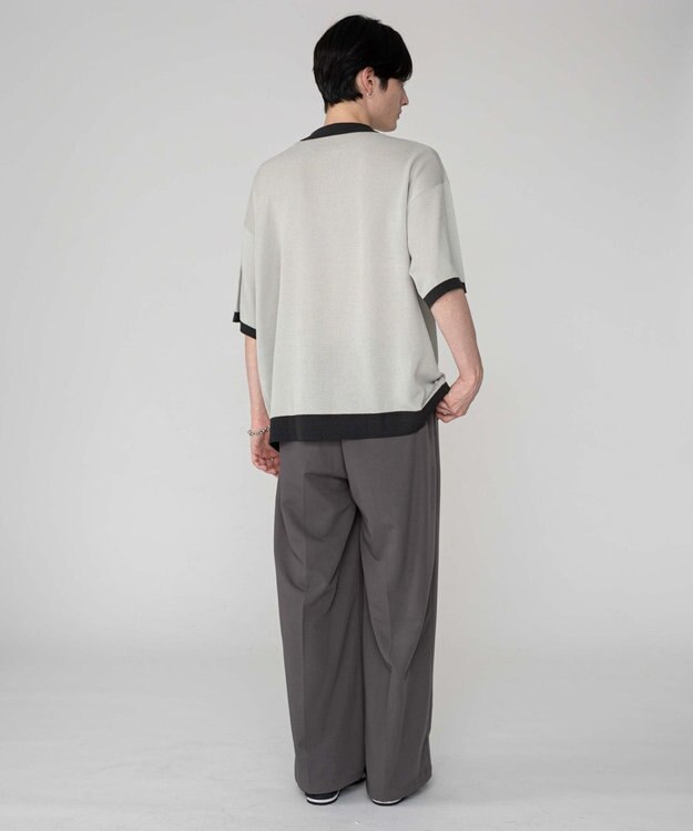 WEGO 【ユニセックス着用ITEM/MLサイズ展開】ワンポイントニットポロシャツ（SS） ライトグレー