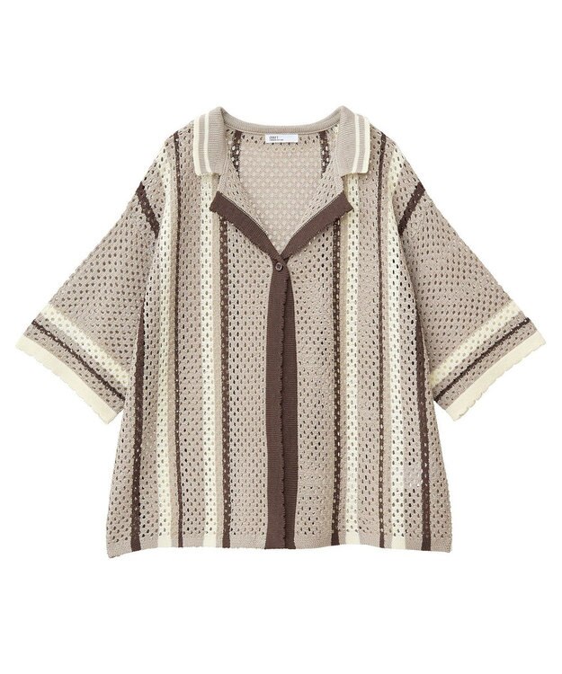 CRAFT STANDARD BOUTIQUE クロシェバイカラーニットプルオーバー Brown