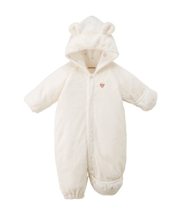 MIKI HOUSE HOT BISCUITS 【ミキハウス】【50-70cm】 マイクロファー ツーウェイオール 白×黄