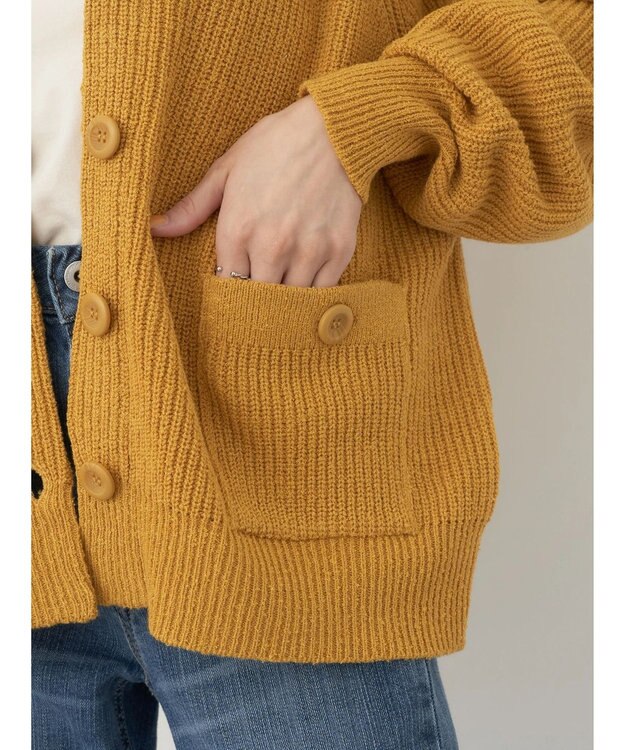 earth music&ecology ブークレーキーネックカーディガン Yellow