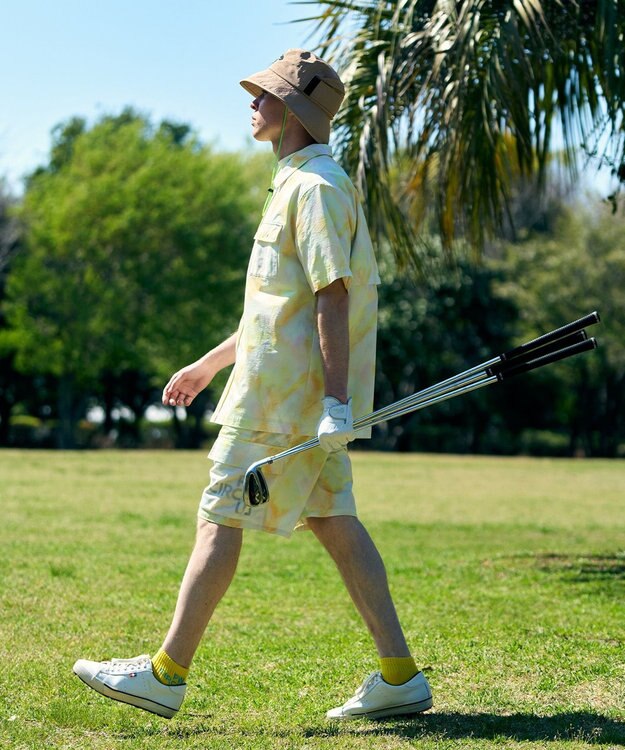 PW CIRCULUS 【MEN】タイダイ柄 メッシュポケットシャツ ゴルフ イエロー系5