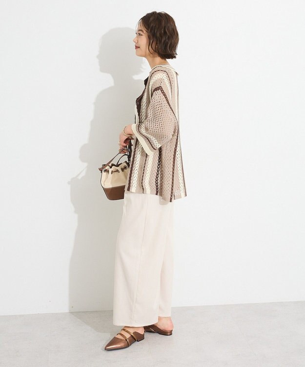 CRAFT STANDARD BOUTIQUE クロシェバイカラーニットプルオーバー Brown