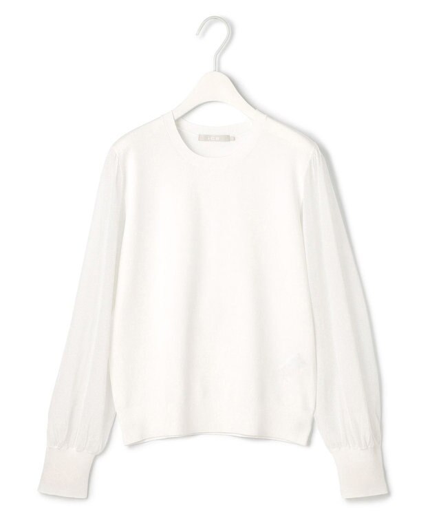 ICB 【洗える】クロスコンビ シアースリーブニット オフホワイト系