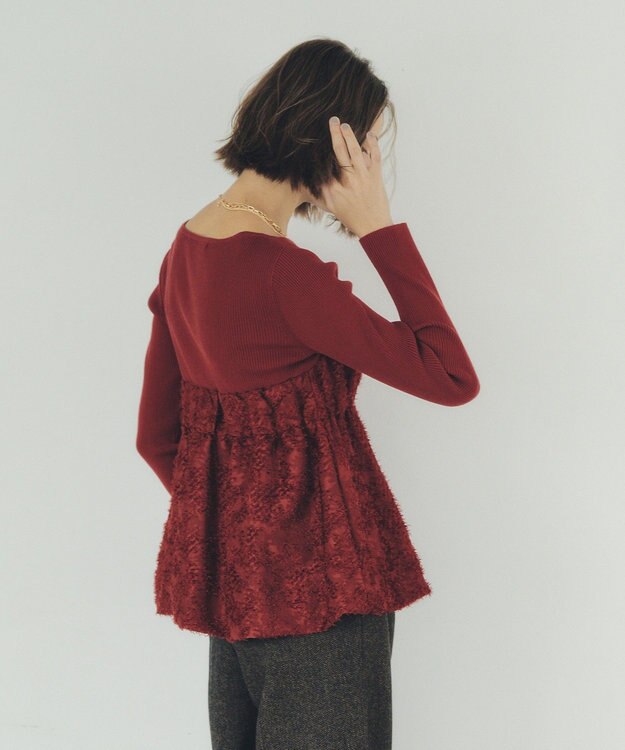 YECCA VECCA バルーンヘムドッキングニット Red