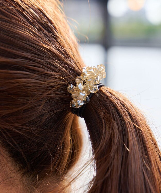Tiaclasse スクエアビーズヘアゴム ベージュ