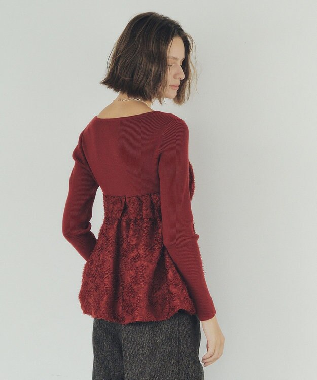 YECCA VECCA バルーンヘムドッキングニット Red