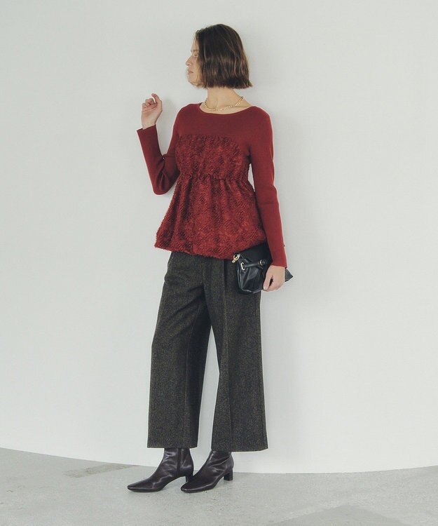 YECCA VECCA バルーンヘムドッキングニット Red