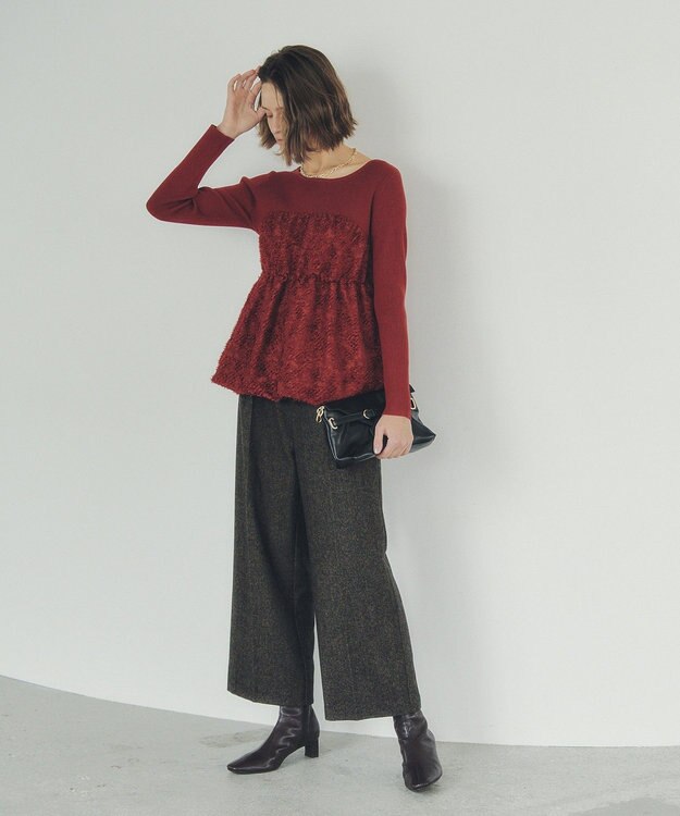 YECCA VECCA バルーンヘムドッキングニット Red