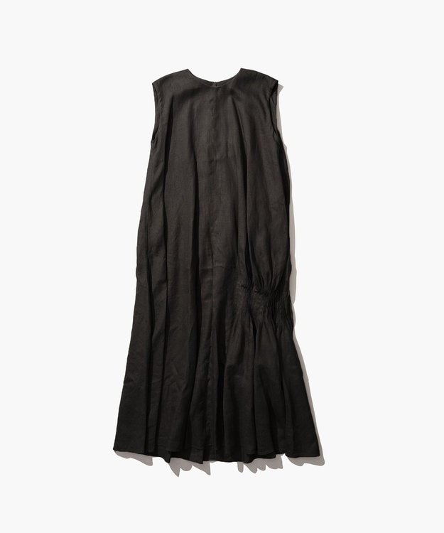 ATON NATURAL DYD LINE LAWN ｜ サイドタックドレス BLACK