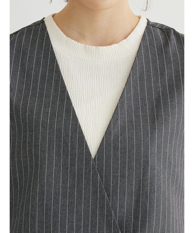 Green Parks アソート柄薄手ベスト Stripe Gray