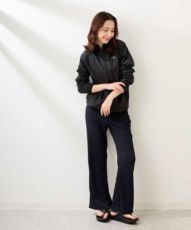 OP／FILA 【FILA】ラッシュガードフルジップ 軽量布帛パーカー ブラック