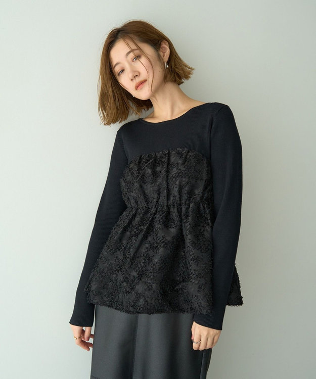 YECCA VECCA バルーンヘムドッキングニット Black