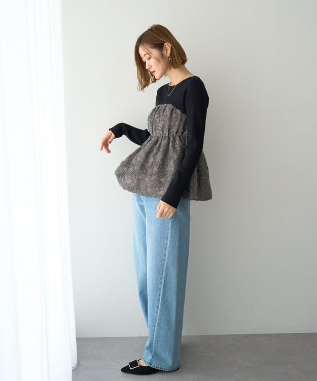 YECCA VECCA バルーンヘムドッキングニット Gray