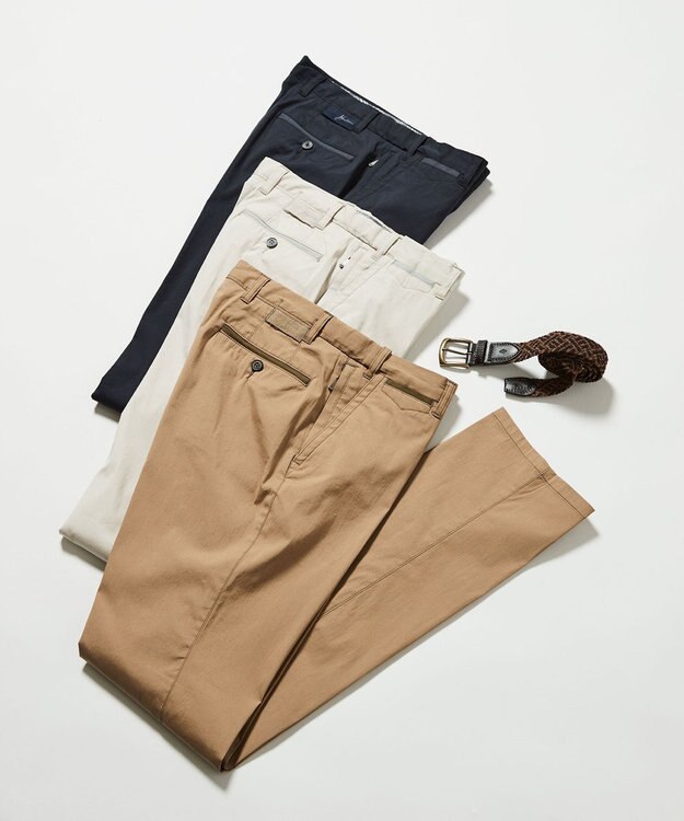 JOSEPH ABBOUD 【カラー豊富】人気！ウエストも伸びる！ オーガニックストレッチパンツ キャメル系