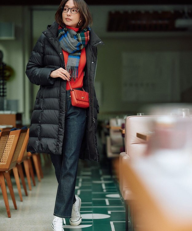 23区 【洗える】シレータフタ ロング ダウンコート ブラック系