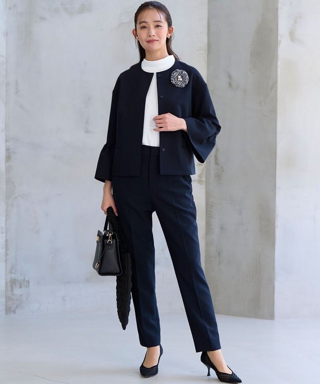 組曲 L 【KUMIKYOKU NAVY】ジョーゼットシフォン2WAY ボウタイブラウス パールホワイト系