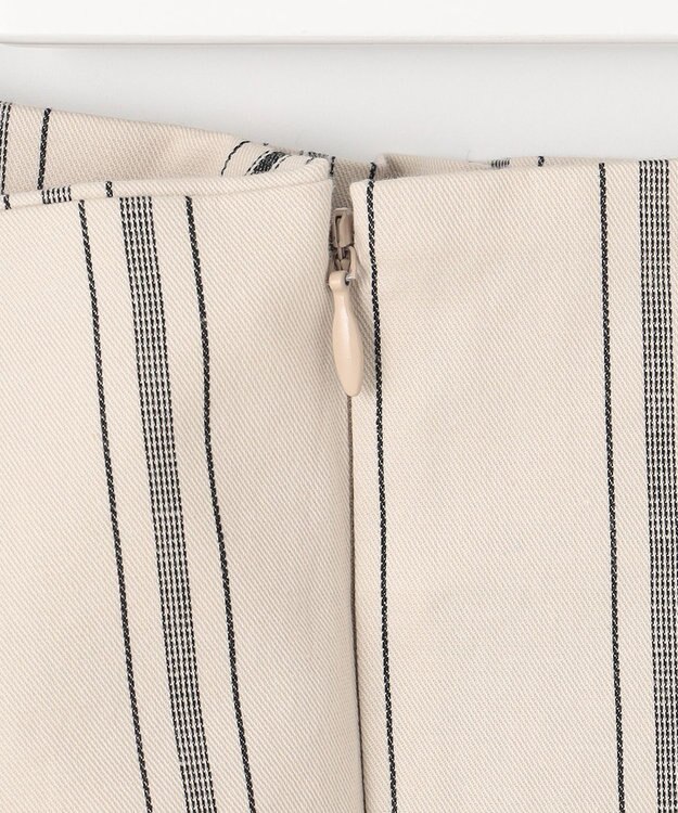 23区 S 【洗える】コットンリネンストライプ Iライン スカート ベージュ×ブラックストライプ