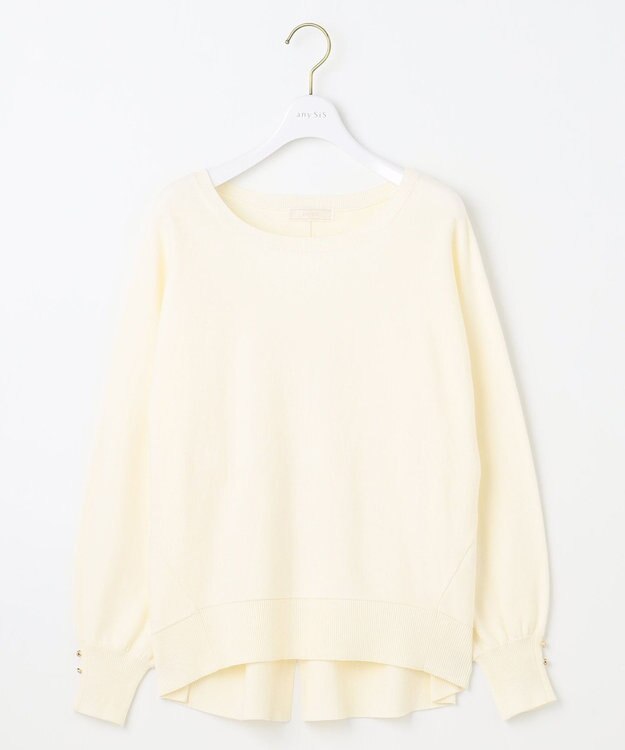ANY SIS 【CICA加工・選べる9色展開】クルーネックバックスリット ニット 白