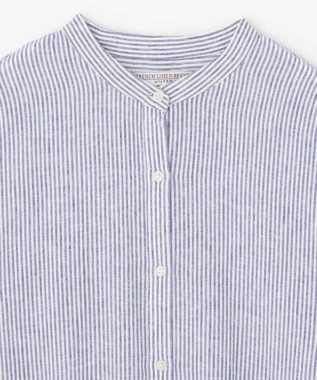 ANY 【洗える】ライトリネンクロス ワンピース ブルーストライプ