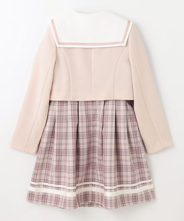 ANY KIDS 【2点セット】セーラージャケット+チェックワンピース ピンクベージュ