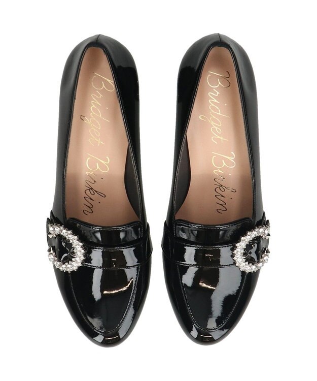 Bridget Birkin 【Bridget Birkin】ヒールアップバックルベルトローファー ブラックエナメル